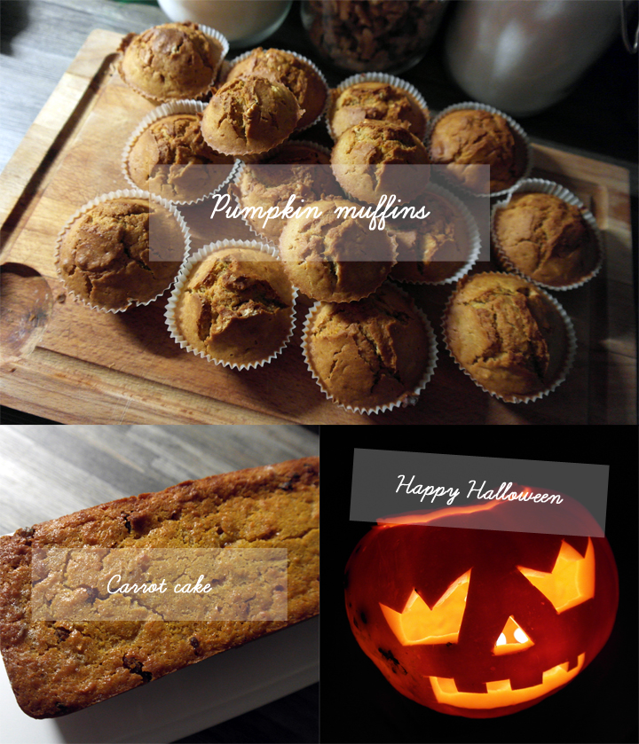 Pumpkin muffins, carrot cake, Happy Halloween